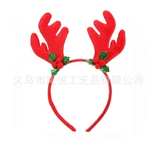 Адаптируемые под требования заказчика праздничные принадлежности Рождественские оленьи рога, для волос ленты дети лося обруч с ушками с зелеными листьями и меховыми помпонами женские аксессуары для волос части
