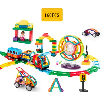 

DIY Magnetic Building Blocks Big Size Track Designer Car Construction Toys Set Model Magnet Educational Toy For Children Gifts