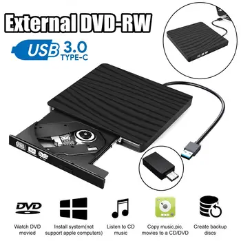 

External DVD Drive Optical Drive USB 3.0 Type-C/USB High Speed CD ROM Player CD-RW Burner Writer Reader Recorder for Laptop PC