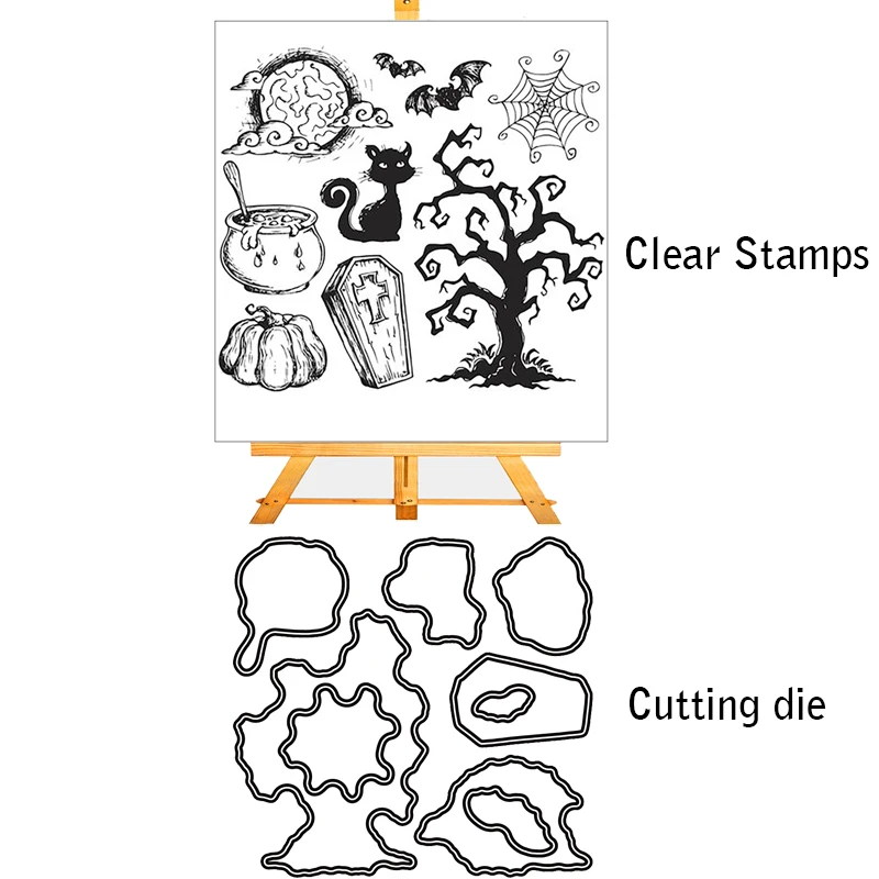 

Happy Halloween Transparent Silicone Stamps Cutting die/Seal for DIY Scrapbooking/Photo Album Decorative