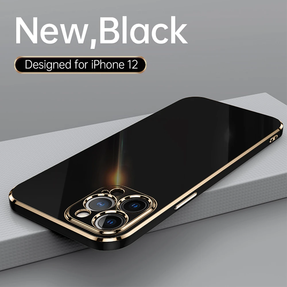 Luxury Square Plating Phone Case For Iphone 12 11 13 Pro Max Xs Mini Xr X 6 6s 8 7 Plus Se Solid Color Soft Silicone Back Covers Mobile Phone Cases Covers Aliexpress