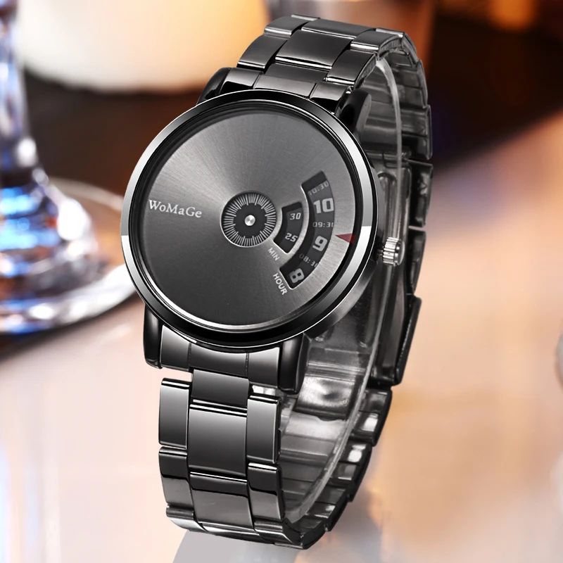 WoMaGe Brand Turntable Men's Watch Fashion Men Watches Luxury Full Steel WristWatch Male Date Clock Saat Relogio Masculino