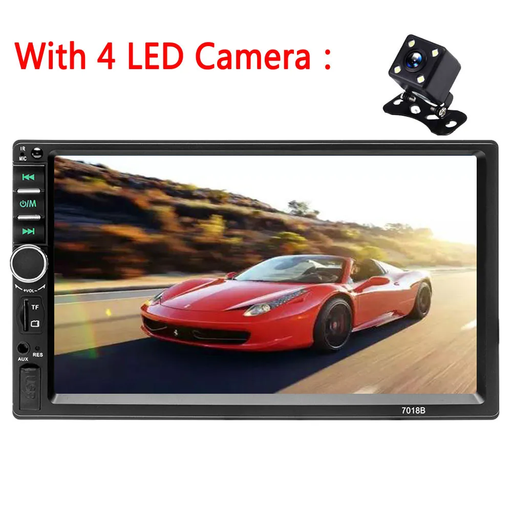 2Din 7 ''HD сенсорный экран автомобильный стерео Bluetooth мультимедийный плеер встроенный авторадио FM AUX USB SD IOS/Android зеркальная ссылка - Цвет: with 4led cam