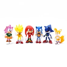 6 Pièces/ensemble 7cm Sonic Le Hérisson Dessin Animé Figure D'anime Modèle PVC Jouet Sonic Shadow Queues Enfants Anniversaire Cadeau De Noël