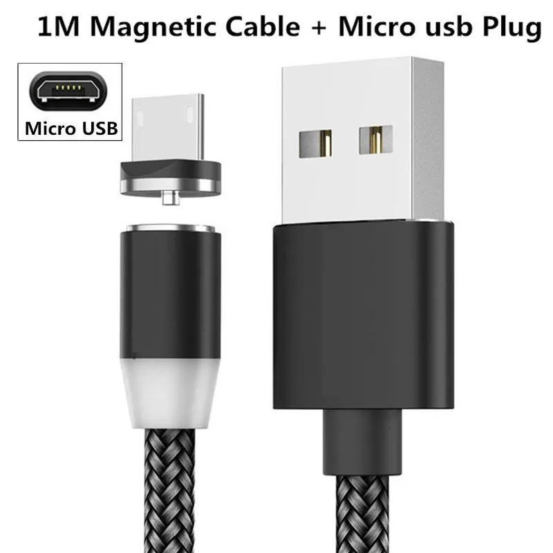 Магнитный usb-кабель для быстрой зарядки 1 м для Xiao mi redmi 5 plus 6 pro note 4 3 2 4x5 5a prime redmi 7 7A mi Play 2 3 4 5 6 - Цвет: For Micro Black