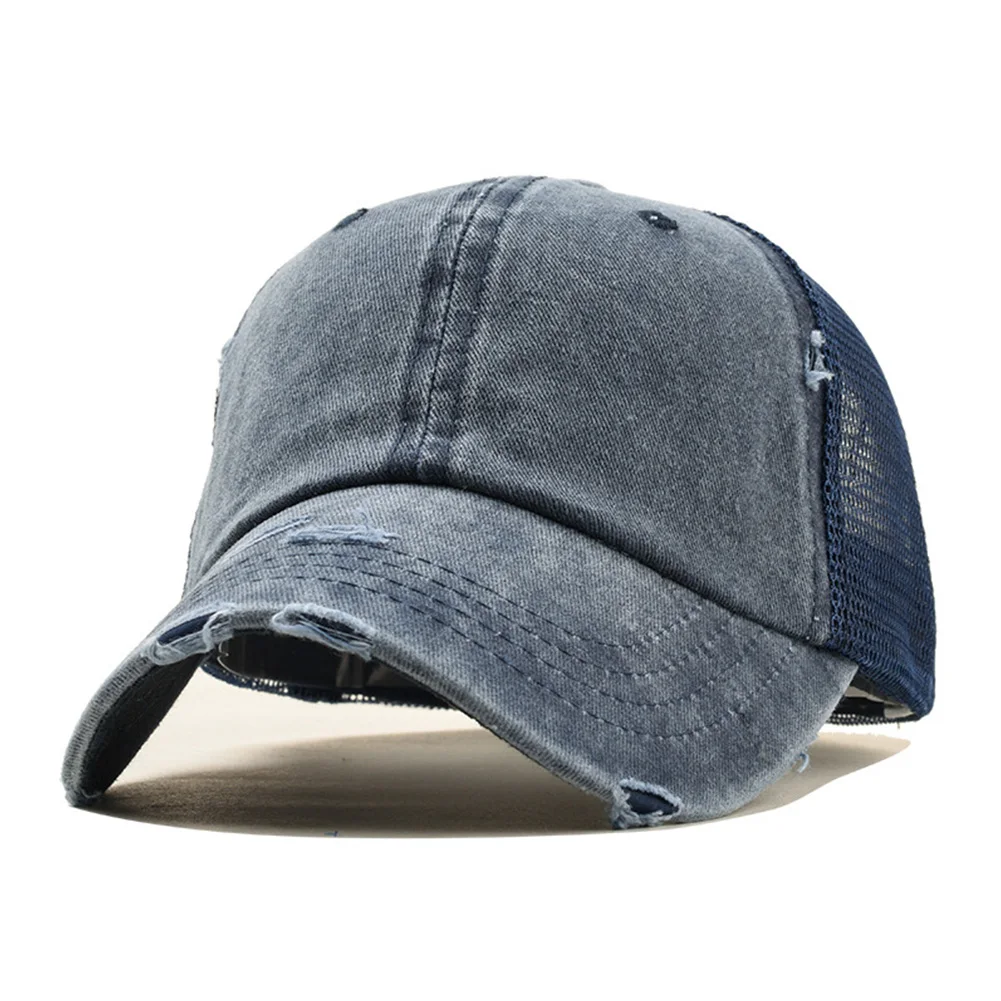 Кепка, кепка для спорта на открытом воздухе, хип-хоп, летняя бейсболка, весенняя, шлифованная, регулируемая, для путешествий, с дышащей сеткой, унисекс, модная, облегающая - Цвет: Navy Blue