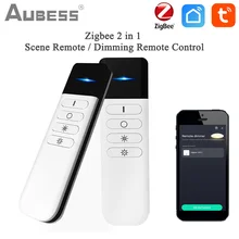 

Tuya ZigBee 3.0 Wireless 4-Button Remote Control Switch Compatible With Smart Life Home Assistant Zigbee With Alexa And Google