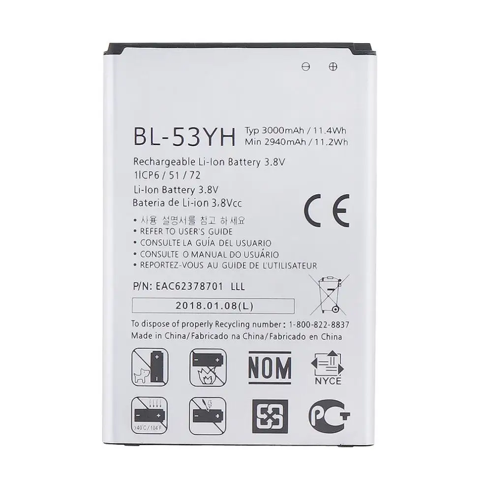 3,8 V 2940mAh телефон Встроенный литий-ионный сменный аккумулятор с батарейными ячейками PTC Защита подходит для LG G3/D855/D850/D859