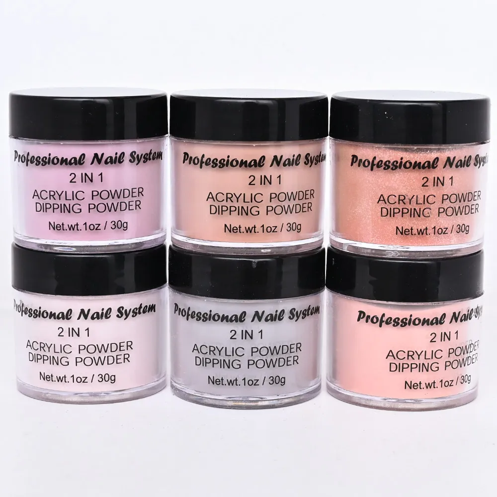 6jars/Set(1OZ*6pc) Acrylic powder Set Nail Kit Carving Nail Art Gel For Extension Manicure DIY Acrylic Powder Set*6Colors