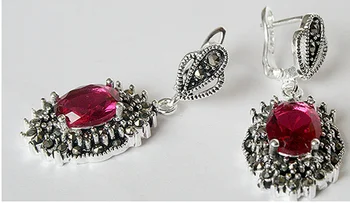 

925 STERLING HOT PINK FACETED MARCASITE EARRINGS