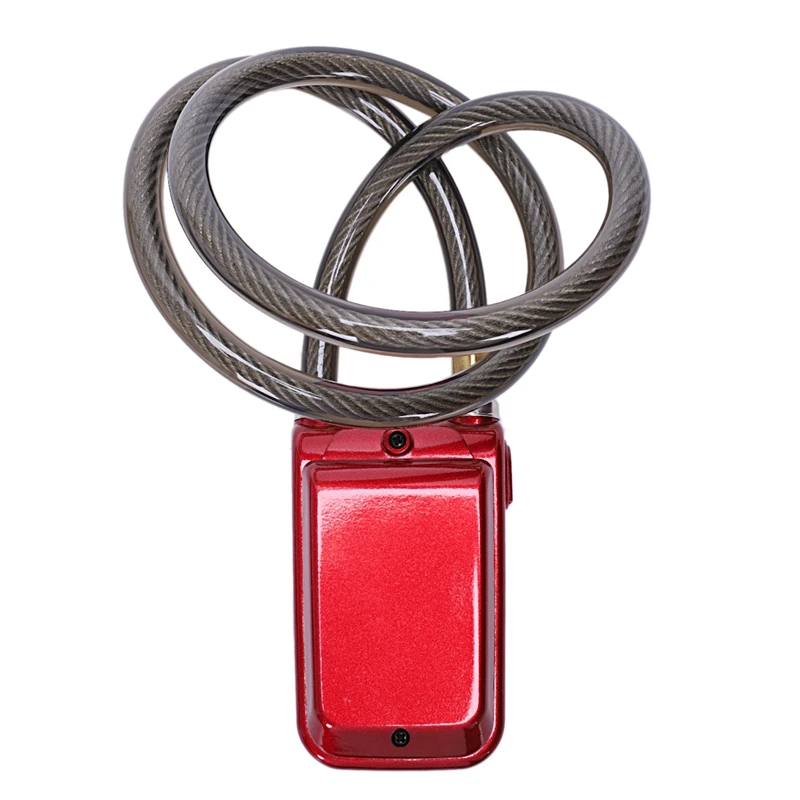 Electric Digital Door Lock With Wire Rope Waterproof Home Anti Theft Lock With 110Db Alarm For Door& Bicycle(Red