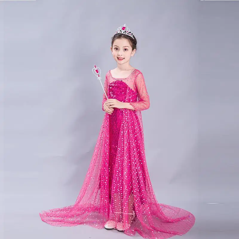 Only Red Dress Детские платья для девочек с изображением героев мультфильма «Холодное сердце»; костюм Эльзы; голубое платье принцессы на Хэллоуин; Рождественская вечеринка; детская одежда с блестками; COS - Цвет: Only Red Dress
