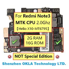 1 шт. для Xiaomi Redmi Note3 Note 3 MTK 2,0 Ghz cpu 2G ram 16GB rom использованная Материнская плата логическая плата