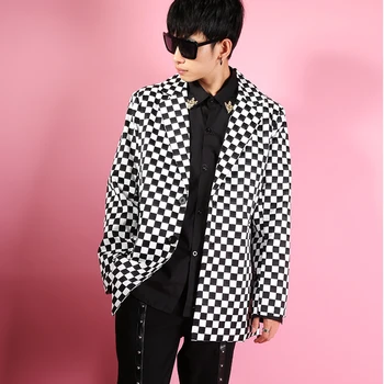 

New personality printing color letters hip hop style suit suit Korean version of the suit singer stage costumes tide suit