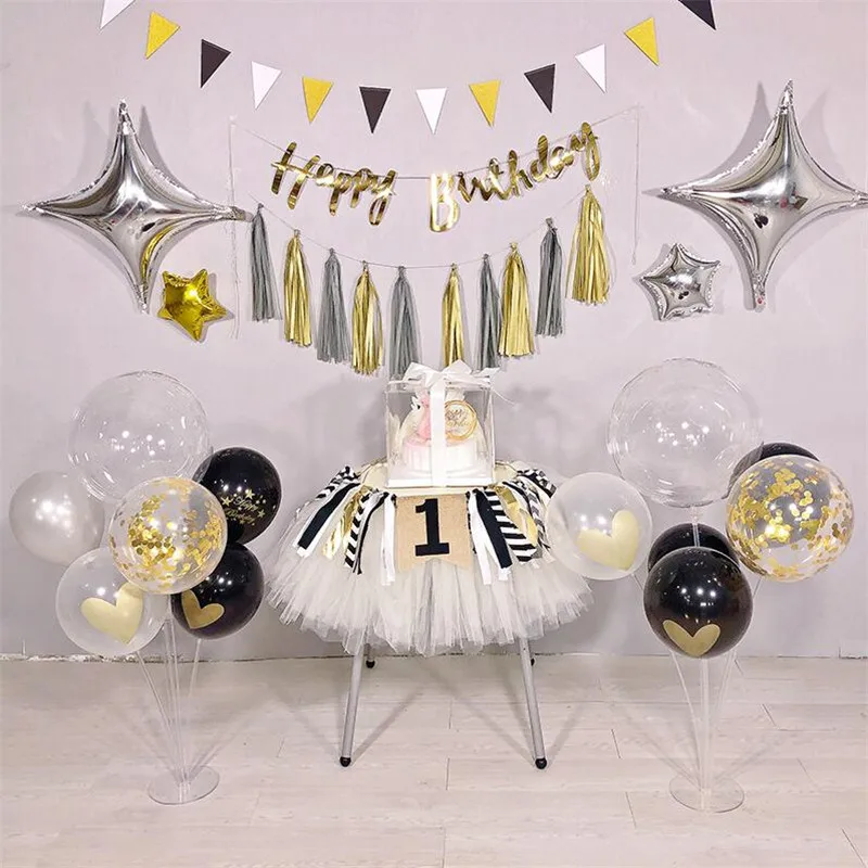 1set 40 Birthday Balloon Stick DIY Unicorn Party Decor Latex Balloon Table Floating Letter Balloons Supporting Rod Ballon Holder