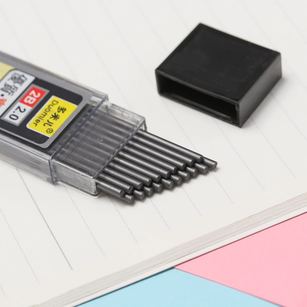 20PCs/Box 2.0mm Graphite Lead Automatic Pencil Replacement Core 2B Thick Core Mechanical Pencil Refill School Office Refill