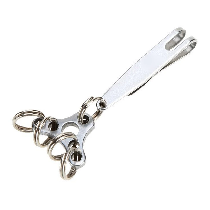 

Stainless steel outdoor multipurpose Keychain Hat Style Keychain money clip EDC Tool Silver