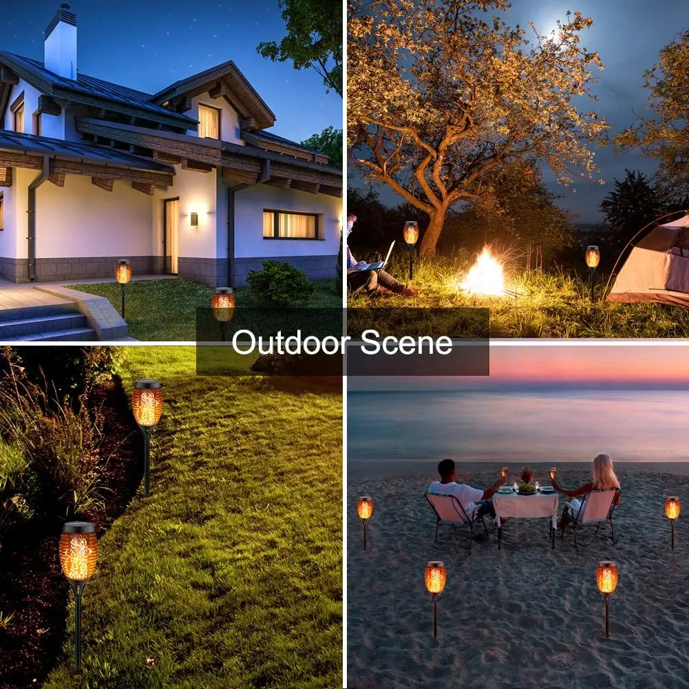 12LED Tiki Flickering Torch Solar Lights Waterproof Outdoor Mini Solar Flame Lights for Garden Patio Yard Pathway Decoration solar lights