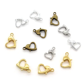 

20Pcs Classic Heart Lobster Clasp Hook DIY Bracelets Necklace Keychain Split Ring Wholesale Jewelry Making Findings