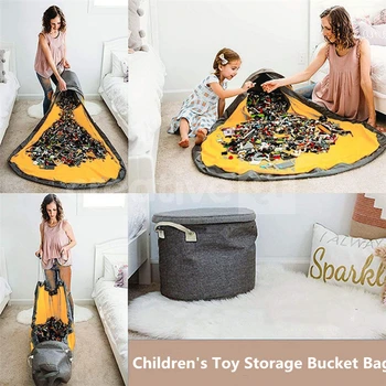 

Children's Toy Storage Bucket Toys Clean-up Storage Bag Multifunctional Portable Toys Organizer Toy Basket Integrated Waterproof