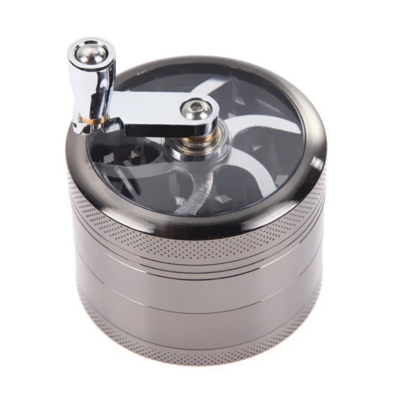 

4 Layers Herb Tobacco Spice Aluminium Grinder Smoke Crusher Hand Crank Muller Mill Pollinator Smoking Accessories M