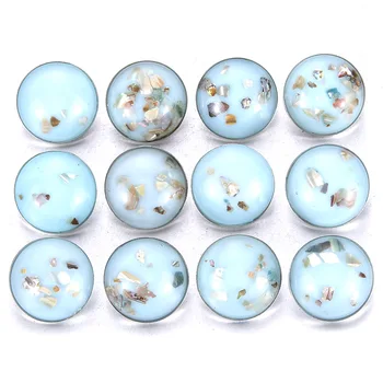 

New blue 18mm Marine style Resin Snap Buttons High Quality gravel Snap Buttons Jewelry fit 18mm 20mm Snaps bracelet jewellery