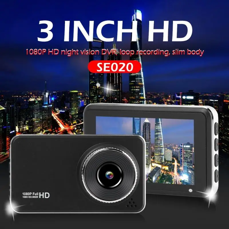 SE020 Видеорегистраторы для автомобилей FHD 1080P ультра тонкий Камера 3 дюймов Сенсорный экран приборной панели Камера встроенный столкновения Сенсор стерео Инспекция