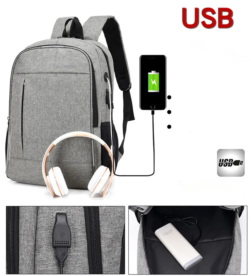 Новая мода USB зарядка Рюкзак для ноутбука школьные сумки для учеников девочек мальчиков Анти-Вор bookbag водонепроницаемые дорожные рюкзаки escolar