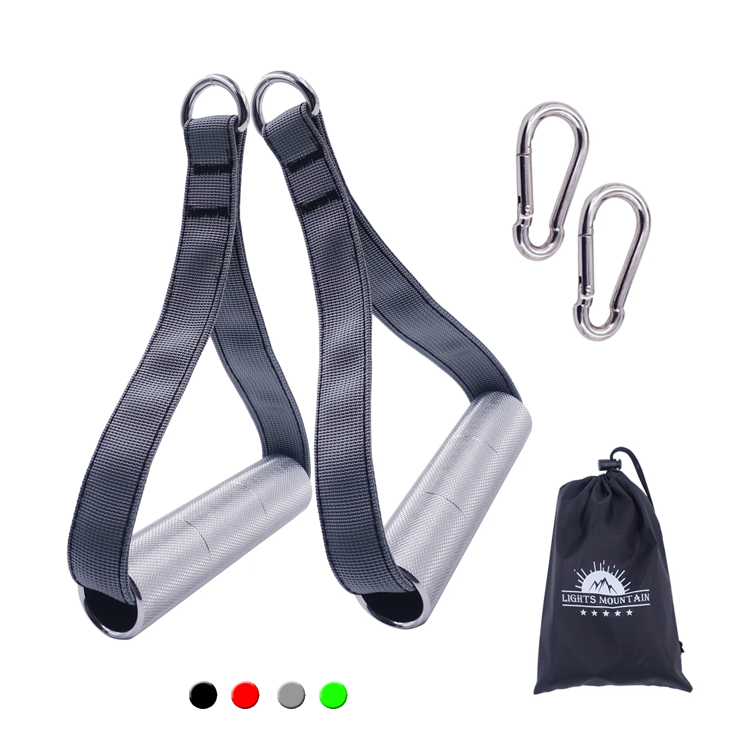 

1 Pair Heavy Duty Resistance Bands Metal Gym Handles with Hook Double Webbing for Cable Machine Workout Home Fitness Equipment