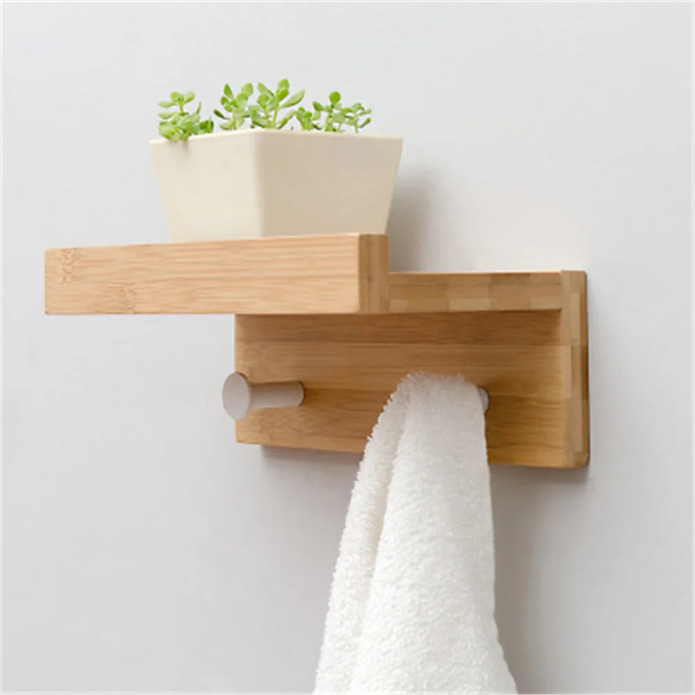 

Creative Fresh And Simple Style One-word Partition Shelf Wall Hanging Wall Bamboo Wall Hook Key Towel Rack Shelf Wall Shelf Rack