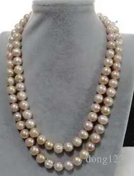 

Double strands natural 9-10mm South Seas, Rose pearl necklace 18-19 inches