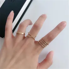 6 Pcs Ring Punk Combination Bohemian Geometric Joint Ring Set Circular Spring Ring Set Party Jewelry Personality Metal for Women bohemian vintage ring set silver color crescent geometric joint ring set for women crystal personality design party jewelry gift