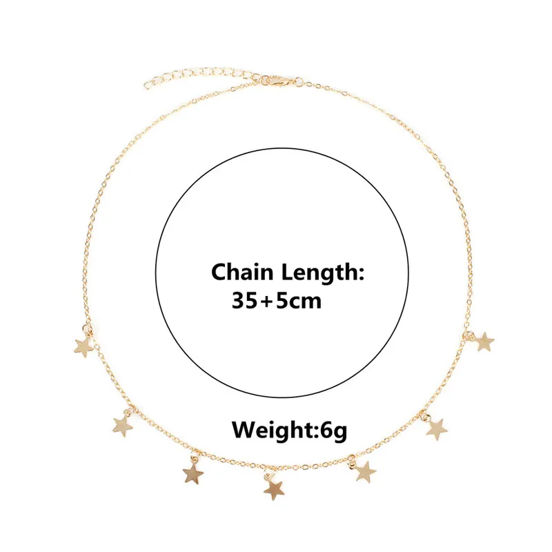 Ожерелье со звездами, в стиле бохо, женское Чокер-колье, золотые, серебристые, лунные ожерелья, богемные кулоны, колье, Женская цепочка, воротник, collares de moda