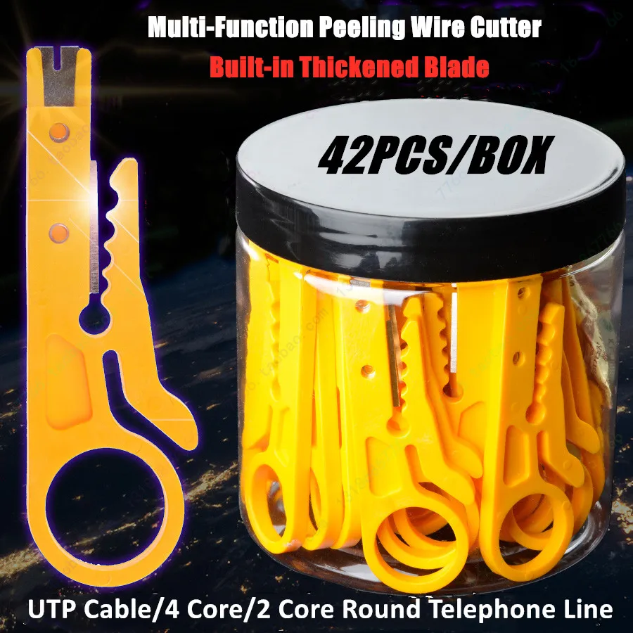 42PCS High Quality Multi-function peeling wire cutter network UTP cable RJ45 4-core 2 core round telephone lin Crimping Stripper