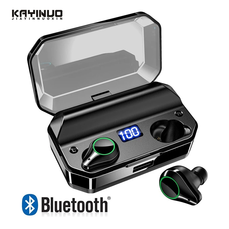 KAYINUO 7000 мАч 9D стерео TWS bluetooth наушники водонепроницаемый шумоподавление bluetooth гарнитура с микрофоном зарядное устройство для телефона светодиодный