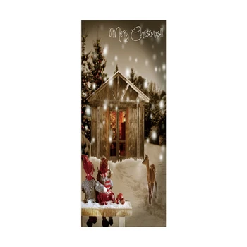 

2pcs/set Merry Christmas House Decorative Door Sticker Adhesive Wall Mural Decal