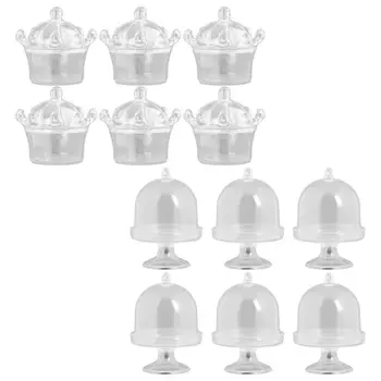 

12 PCS 2 Styles Plastic Candy Sweets Cookies Box Jar Storage Container with Lid