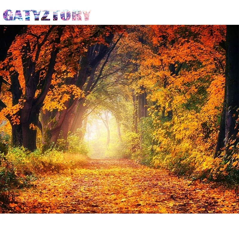 GATYZTORY 5D алмазная живопись осенний пейзаж Алмазная вышивка кленовые листья полная