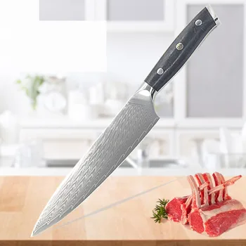 

Quality Japan VG10 Damascus steel kitchen knife G10 handle + plum blossom best gift chef knife sharp Cleaver Santoku cook