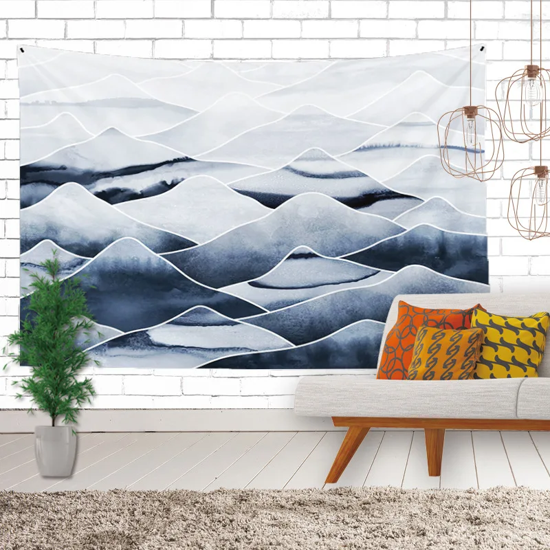 Hot Sales Abstract Rizhao Mountain Landscape Painting Home Tapestry Wall Hangers Living Room Bedroom Decoration Mural Decorative