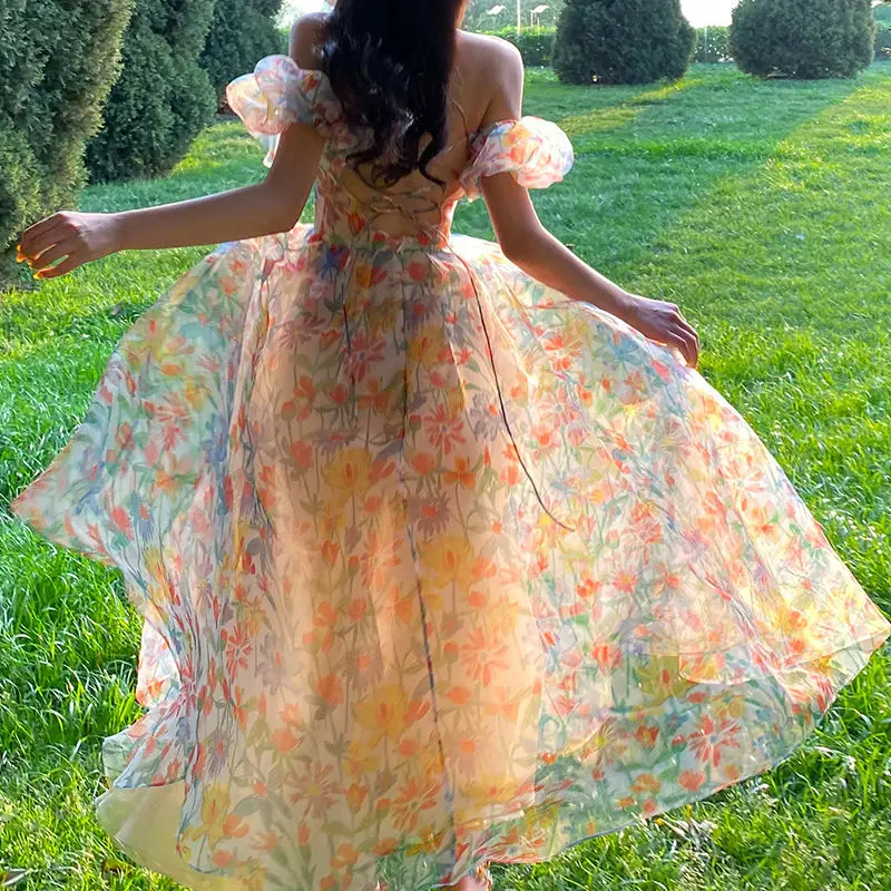 Korean Summer Dress 2021 Eleg | Floral Vintage Korean Dress