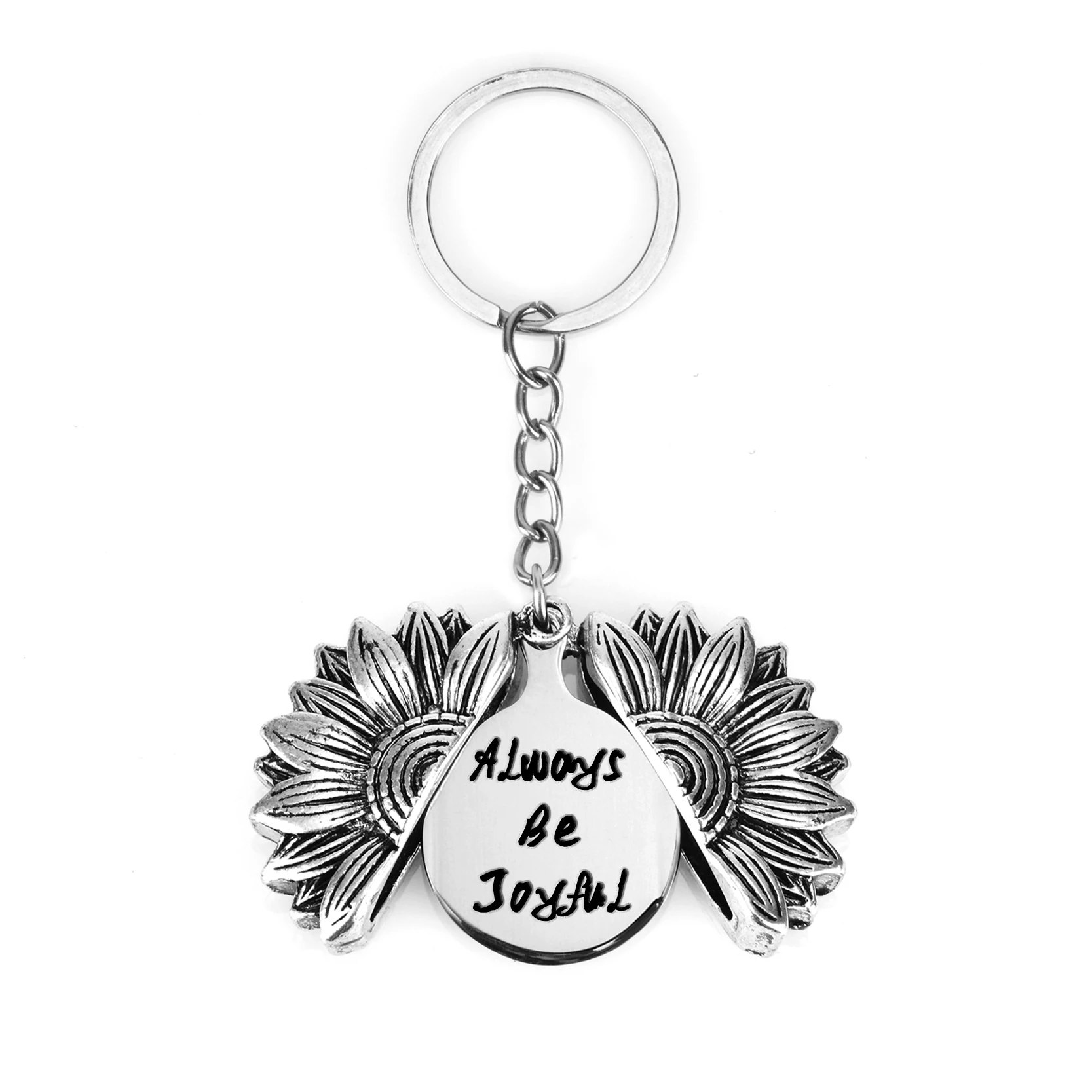 New Style Sunflower Keychain Follow Your Bliss Engraved Lettering Key Chain Men Women Couples Boyfriend Anniversary Gift Jewelry - Цвет: Always Be Joyful