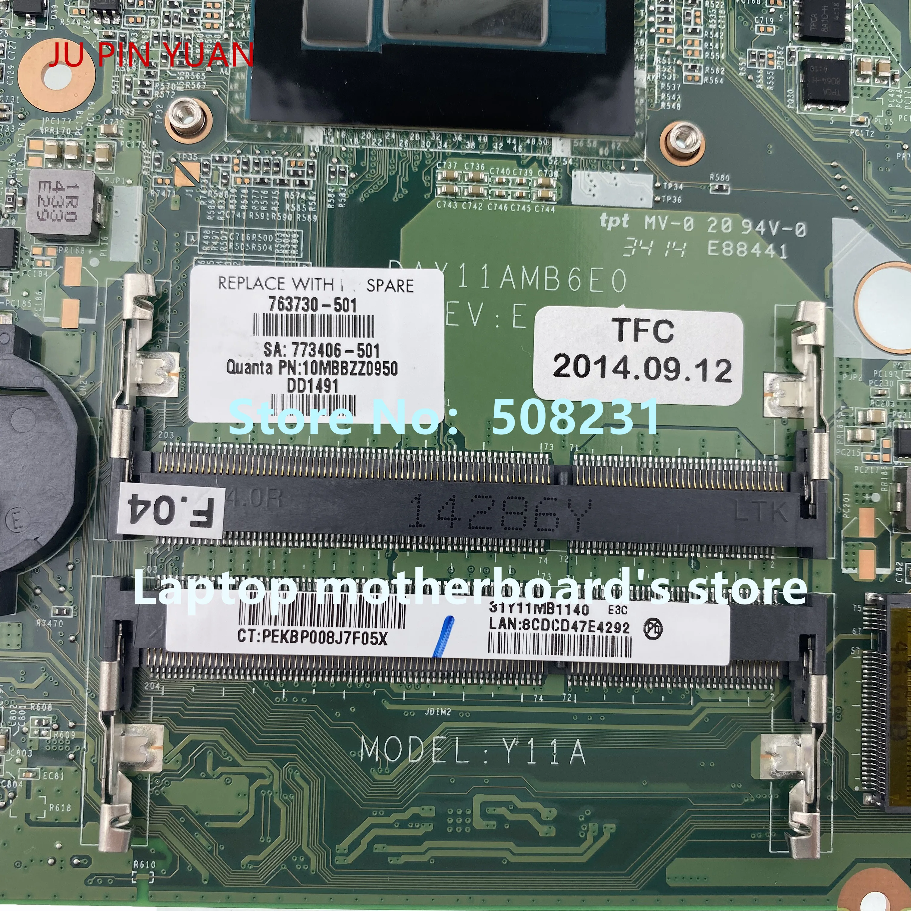 Best JU PIN YUAN 763730-501 763730-001 763730-601 DAY11AMB6E0 for HP ENVY 17T-K 17-K Laptop motherboard