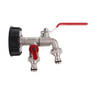 

IBC Water Tank Outlet with Brass Tap 1/2" Twin Tap Snap On Connector Water Drain Adapter