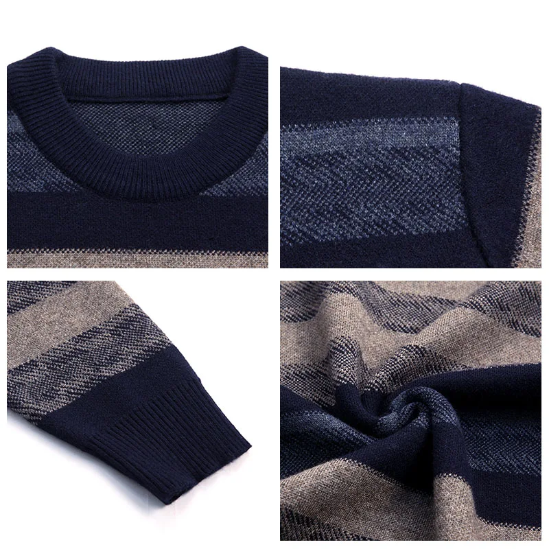 70% OFF HIYSIZ Brand 2019 Winter Autumn Streetwear Knit Sweater Men Fashion Trend O-Neck Pull Homme Casual Men Tops Stripe Clothes H3004