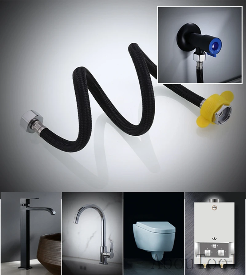Plumbing Hose 20-80cm Water Inlet Hose Faucet Heater Pipe Kitchen Bathroom Accessories