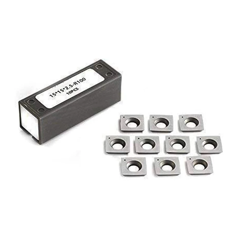 

10Pcs Carbide Inserts Replacement Cutters (15 x 15 X2.5mm-R100) 4 inch Square Carbide Insert Cutter For Woodworking Spiral/Helic