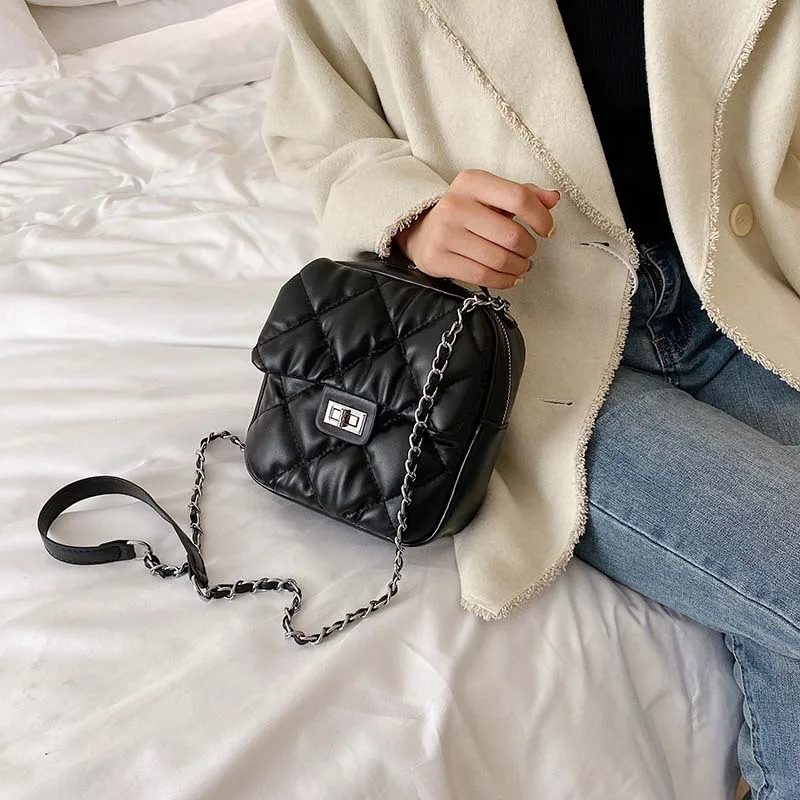

Autumn And Winter Rhombus Spiraea Small Square Bag Women's New Style 2019 Fashion Fashion Shoulder Bag Versatile Shoulder Bag/ H