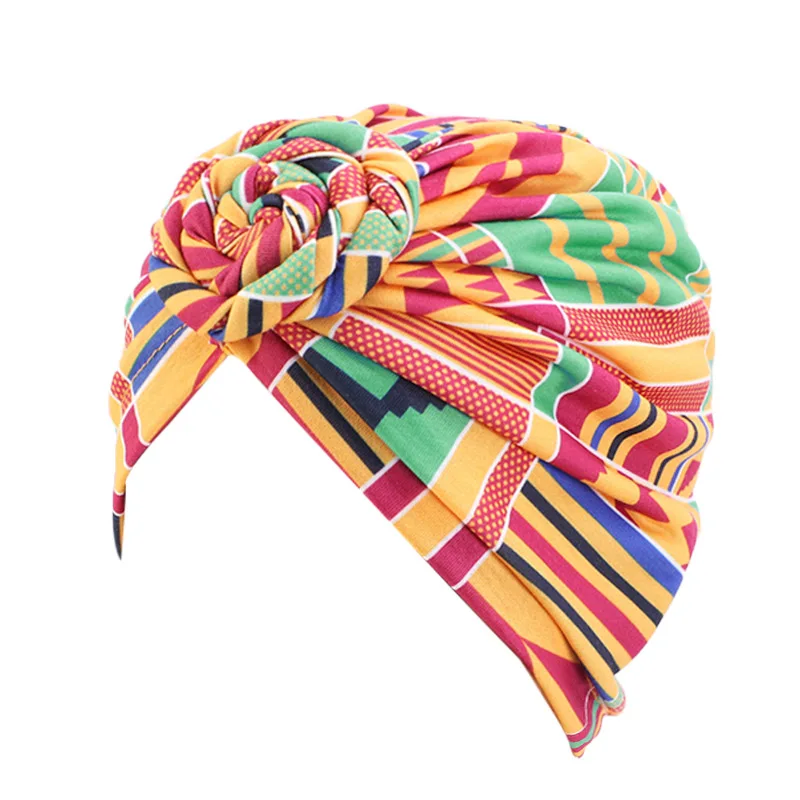 hair clips for fine hair New fashion Women African pattern flower turban Muslim Turban headscarf headwrap Ladies Chemo Cap Soft Comfortable cotton Hat hair clips