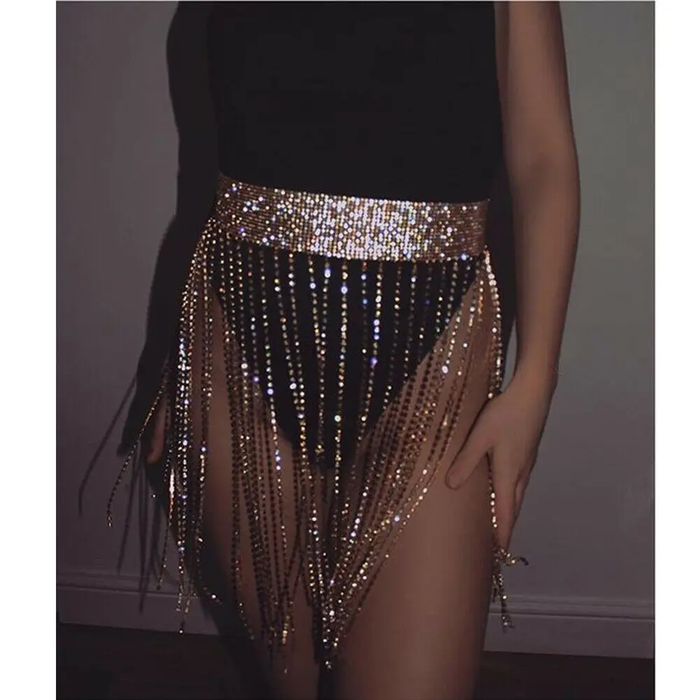 Горячие сексуальные женские Роскошные Bling хип шарф юбки обёрточная бумага стразы кисточкой пояс длинные кисточки кристаллы цепи пояс с бахромой